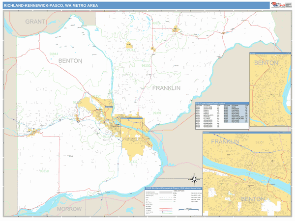 Richland-Kennewick-Pasco Metro Area Wall Map